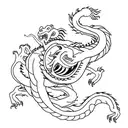 curve and long simple dragon, ghibli studio, simple line tattoo design idea