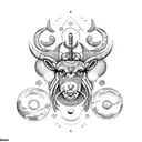 solar system Taurus Aries Gemini Capricorn love life black and whit3  tattoo design idea