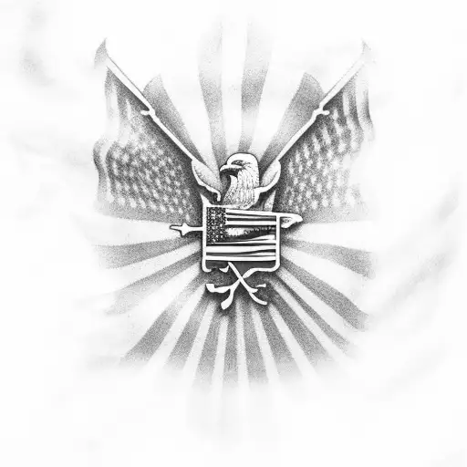 USA flag with Christian cross tattoo design idea