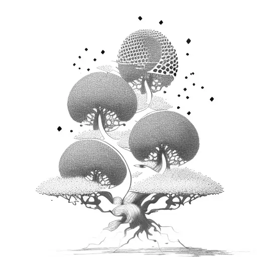 bee hive in a bonsai tree tattoo design idea