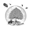 bee hive in a bonsai tree tattoo design idea
