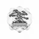 bee hive in a bonsai tree tattoo design idea