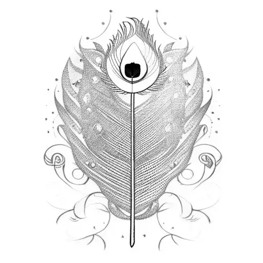peacock feather anchor tattoo design idea