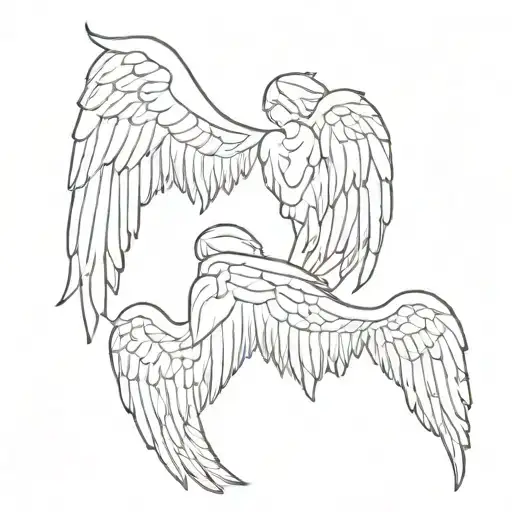 5 kids 2 angels wings tattoo design idea