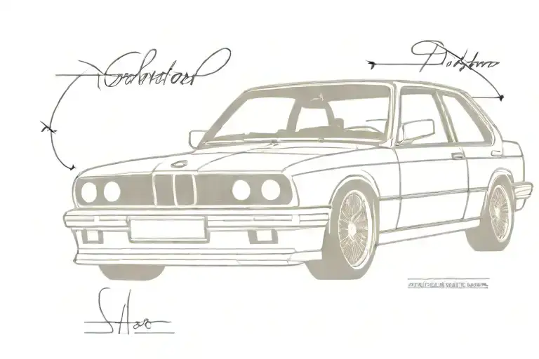 BMW E30 THIN LINES tattoo design idea