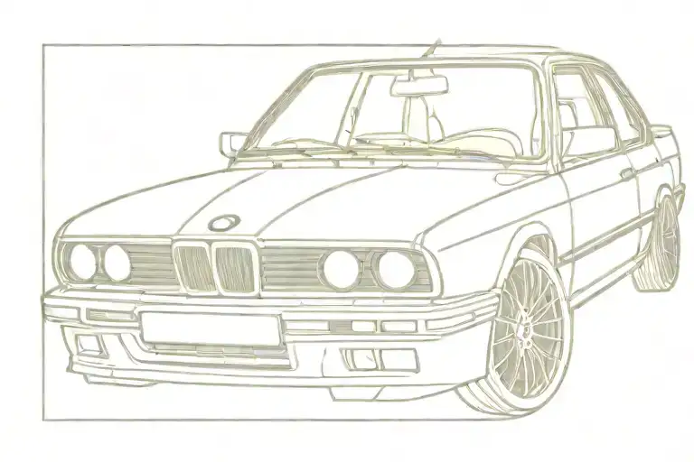 BMW E30 DRAWN WITH THIN LINES tattoo design idea