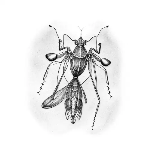 papaya praying mantis  tattoo design idea
