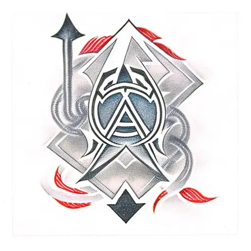 letters GXA in RED and WHITE with Southern cross star tattoo design idea
