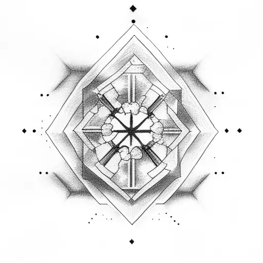 cloud cross with stairs tattoo design idea