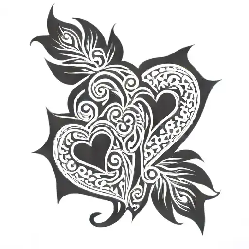 hearts tribal tattoo  tattoo design idea