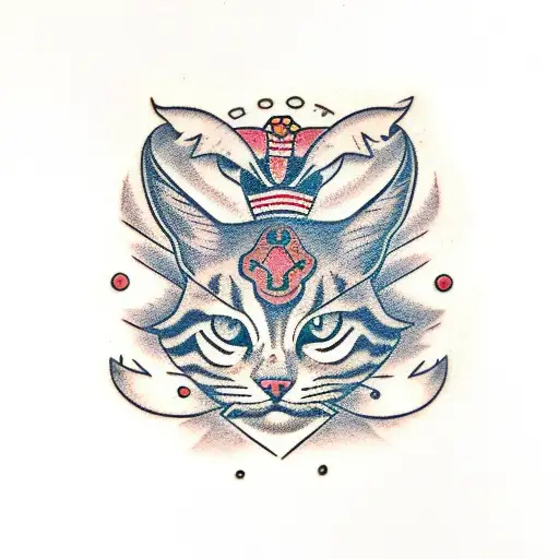 three-eyed bobcat tattoo design idea