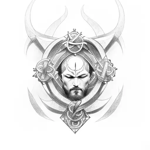 Cross with infiniti sign, gentle soul searching eyes, compassionate friend, warrior of faith and prayer, caregiver tattoo design idea