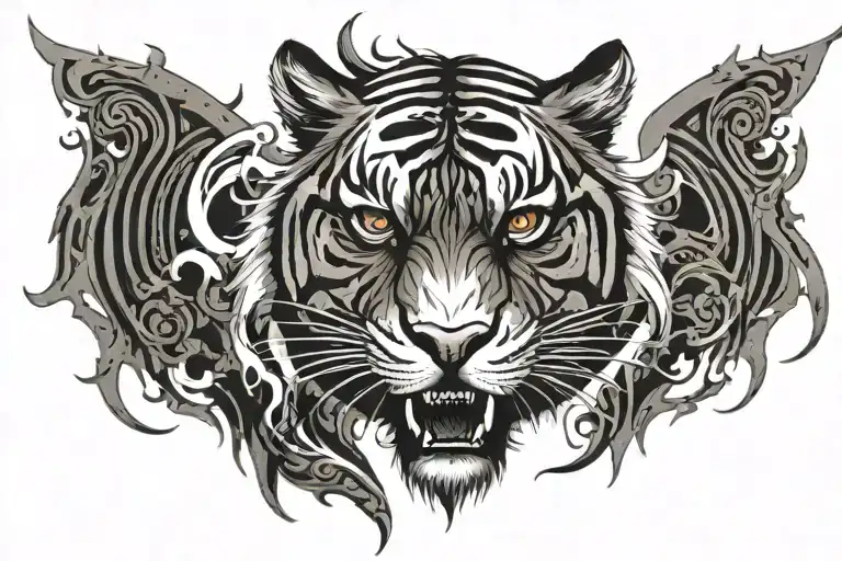 full body tribal tiger tattoo design idea