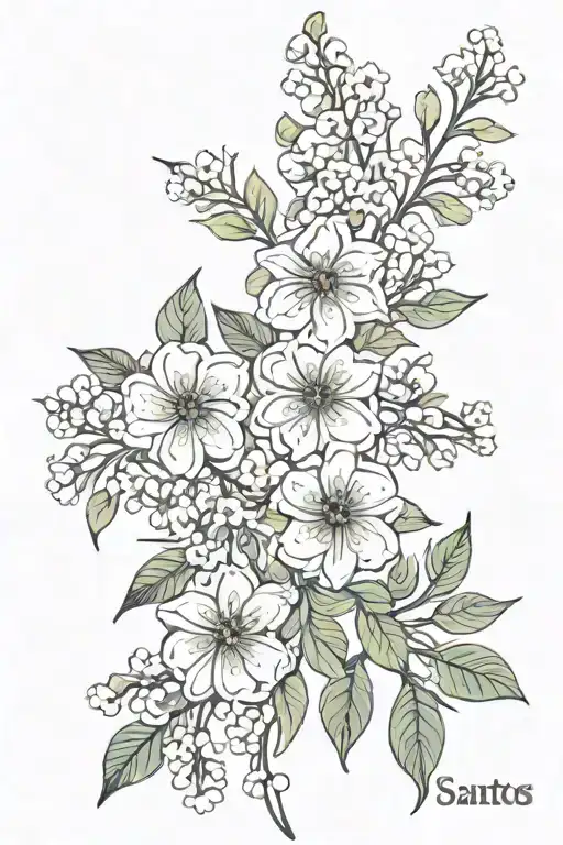 the name santos with flowers intertwined tattoo design idea