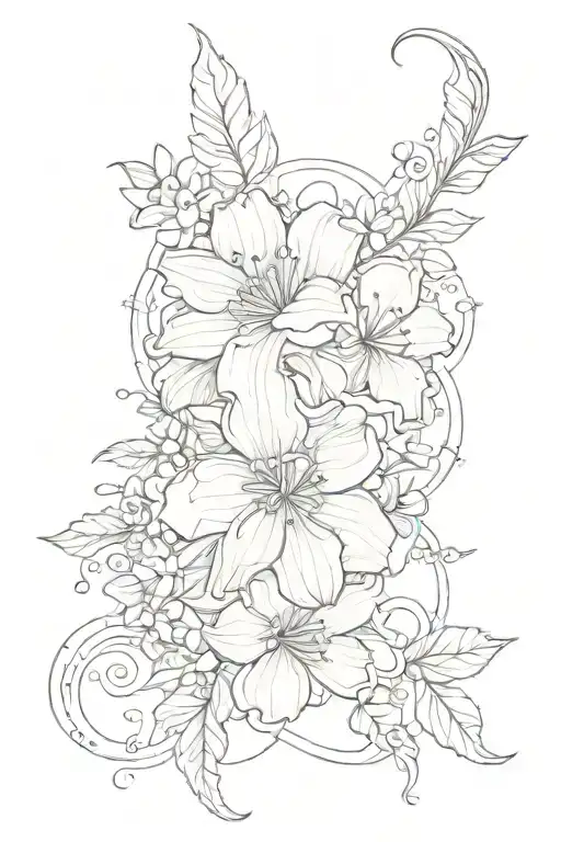 the name santos with flowers intertwined tattoo design idea