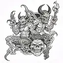 full back tattoo cholo demons in hell smoking tattoo design idea