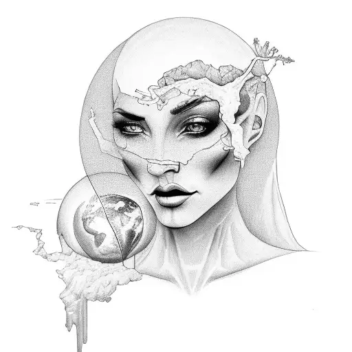 sexy mother earth as a woman tattoo design idea