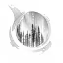 the name "Aurora" with northen lights behind the name tattoo design idea