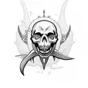 skull and sharks tattoo design idea