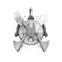viking axe and shield tattoo design idea