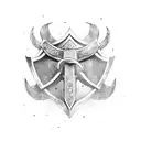 viking axe and shield tattoo design idea
