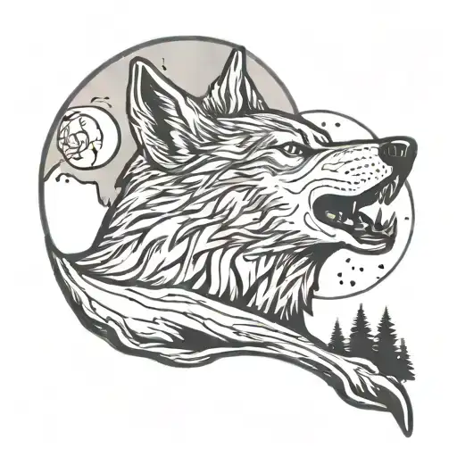 A new-school design featuring a lone wolf howling at the moon, reflecting your appreciation for solitude and alone time tattoo design idea