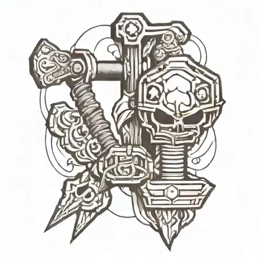 aot war hammer tattoo design idea