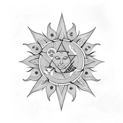 Slavic pattern with symbols of the sun tattoo design idea