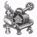 Cracker Barrel themed tattoo incorporating cybersecurity elements tattoo design idea