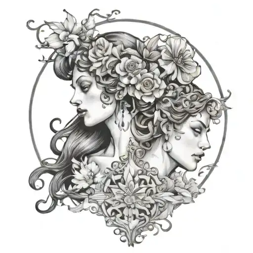 The Muses:  	•	Design Elements: 	•	Central Figure or Multiple Figures: You can either depict a single central figure rep tattoo design idea