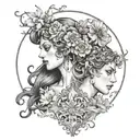 The Muses:  	•	Design Elements: 	•	Central Figure or Multiple Figures: You can either depict a single central figure rep tattoo design idea