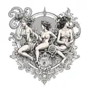 The Muses:  	•	Design Elements: 	•	Central Figure or Multiple Figures: You can either depict a single central figure rep tattoo design idea