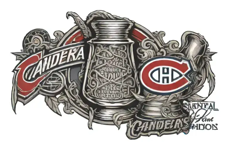 montreal canadiens logo with stanley cup champions  tattoo design idea