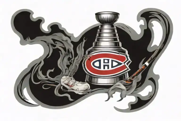 montreal canadiens logo with stanley cup overflowing tattoo design idea