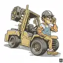 Create a tattoo of a forklift operator lifting a JDM car as if it were a weight at the gym, with video game elements in the background tattoo design idea