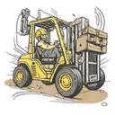 Create a tattoo of a forklift operator lifting a JDM car as if it were a weight at the gym, with video game elements in the background tattoo design idea