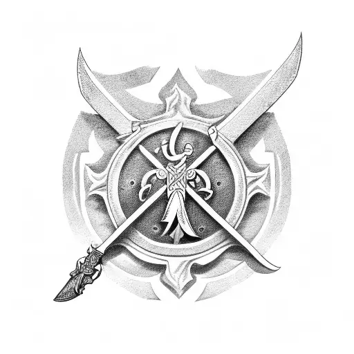 St Michael with sword and shield tattoo design idea