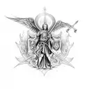 St Michael with sword and shield tattoo design idea