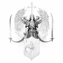 St Michael with sword and shield tattoo design idea