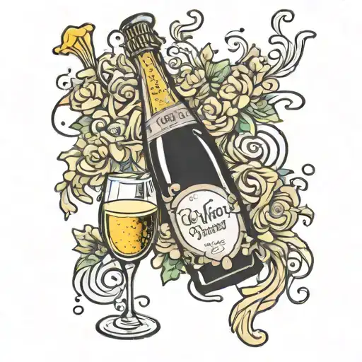 lyryics champagne problems with a verse glass of champagne  tattoo design idea
