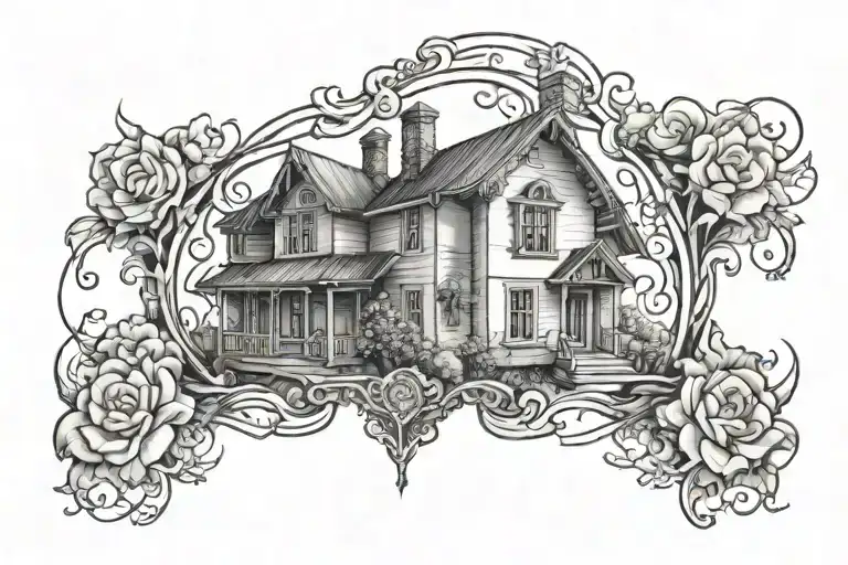 house tattoo design idea