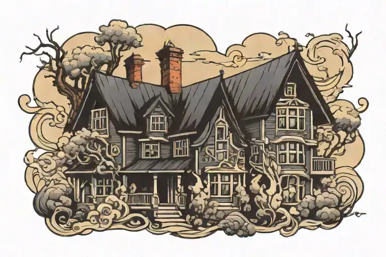 black house tattoo design idea