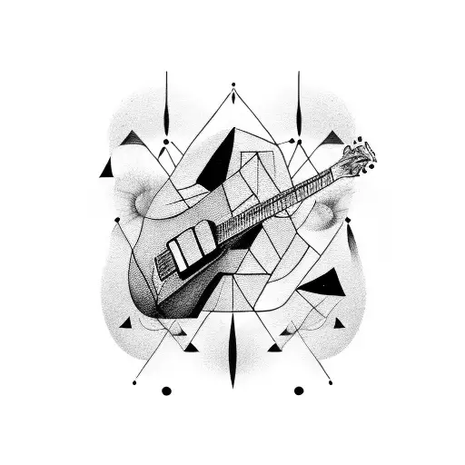 playing guitar edge of blackhole tattoo design idea
