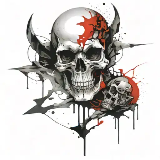 skull demon hell angel tattoo design idea