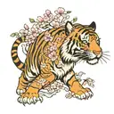 cherry blossom- Tiger - wave  tattoo design idea