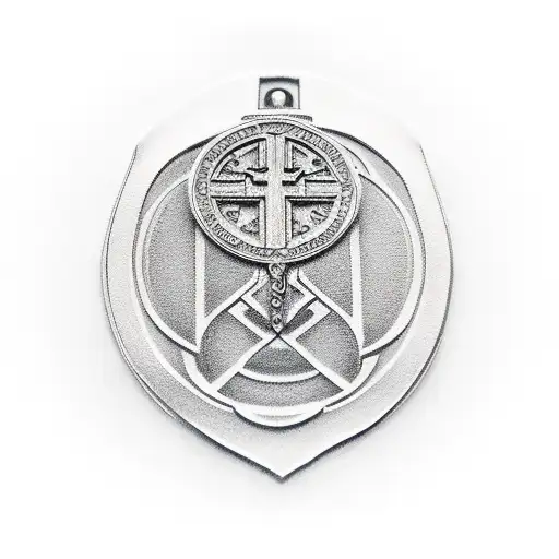 saint benedict medal tattoo design idea