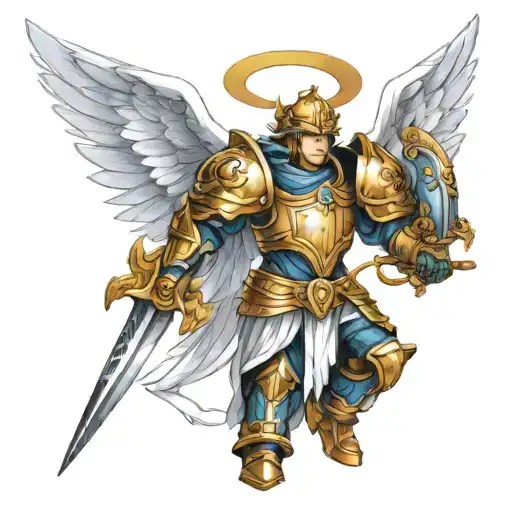 angel and armor tattoo design idea