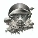 Alien spaceship abducting tattoo design idea