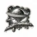 Alien spaceship abducting tattoo design idea