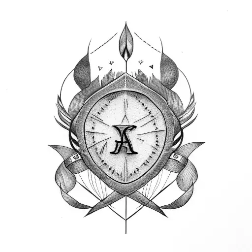 the name Hyacinth Tattoed in an arrow heart tattoo design idea